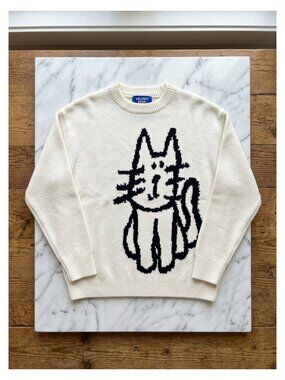 Women's Oversized Cat Graphic Pullover Sweater Fall Winter